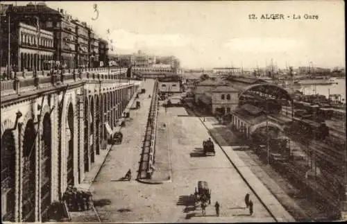 Ak Algier Alger Algerien, Bahnhof, Gleisansicht