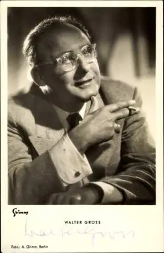 Ak Schauspieler Walter Gross, Portrait, Autogramm