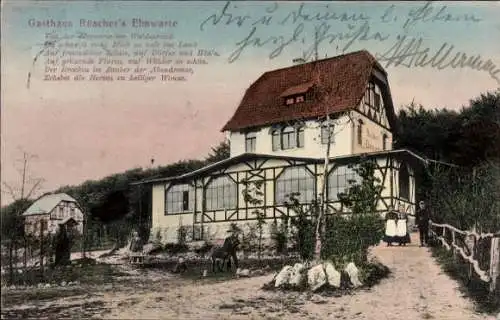 Ak Lucklum Erkerode Niedersachsen, Gasthaus Rüschers Elmwarte, Gartenpartie, Pferd