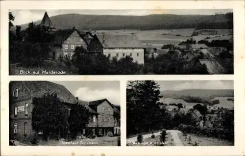 Ak Harderode Coppenbrügge Niedersachsen, Gasthaus Schumann, Panorama vom Kirchplatz