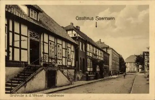 Ak Grohnde Emmerthal an der Weser, Poststraße, Gasthaus Saemann