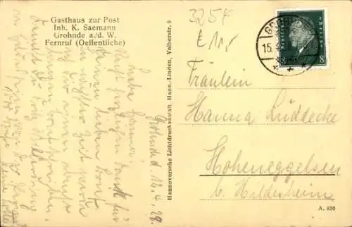 Ak Grohnde Emmerthal an der Weser, Poststraße, Gasthaus Saemann