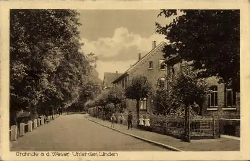 Ak Grohnde Emmerthal an der Weser, Unter den Linden, Gasthaus zur Post