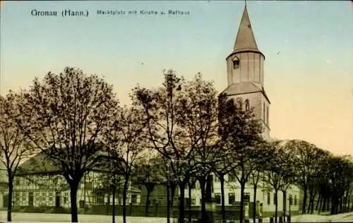 Ak Gronau an der Leine Niedersachsen, Marktplatz, Kirche, Rathaus