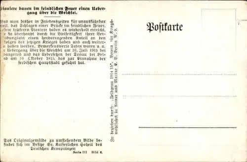 Künstler Ak Gustav Adolf Closs, Pioniere bauen Übergang über die Weichsel