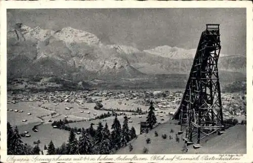 Ak Garmisch Partenkirchen in Oberbayern, Olympia-Sprungschanze, Panorama