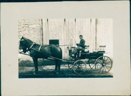 Foto Mann auf einer Kutsche, Pferd