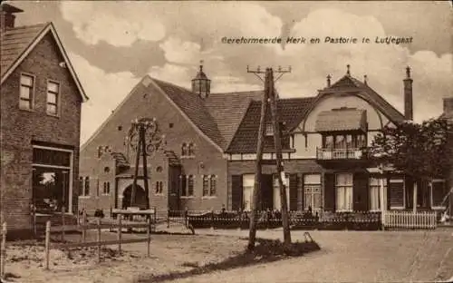 Ak Lutjegast Groningen, Reformierte Kirche, Pfarrhaus