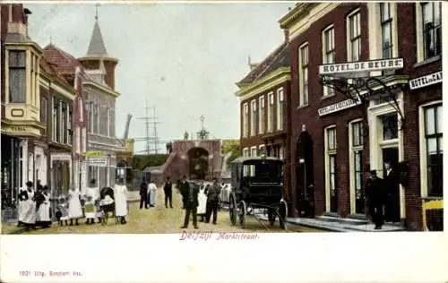 Ak Delfzijl Groningen, Marktstraat, Hotel de Beurs