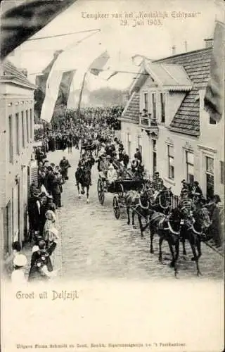 Ak Delfzijl Groningen, Rückkehr des Königspaares 29. Juli 1903