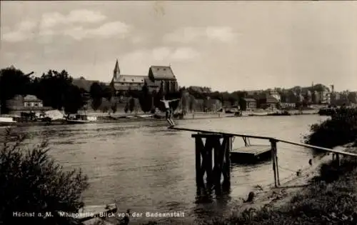 Ak Höchst Frankfurt am Main, Mainpartie, Blick von der Badeanstalt