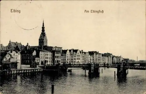 Ak Elbląg Elbing Westpreußen, Am Elbingfluss, Brücke