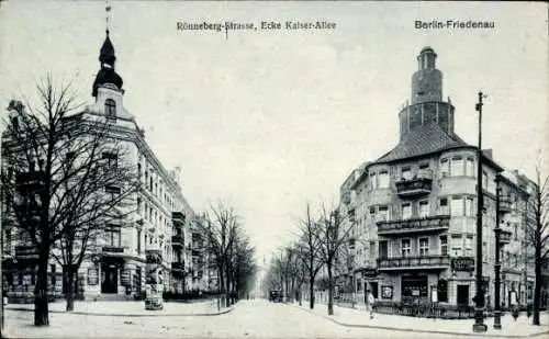 Ak Berlin Schöneberg Friedenau, Rönnebergstraße, Ecke Kaiserallee, Litfaßsäule