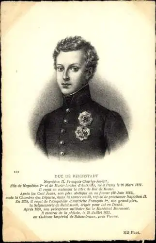 Ak Duc de Reichstadt, Napoleon Franz Bonaparte, 1811 bis 1832