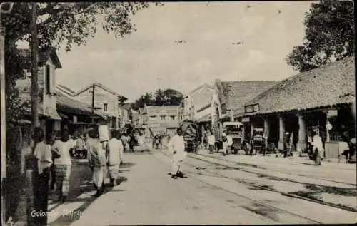 Ak Pettah Colombo Ceylon Sri Lanka, Straßenpartie, Passanten
