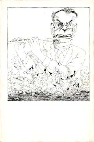 Künstler Ak Ginjaar, L., Geschichte Niederlande, Flötenspieler, Karikatur