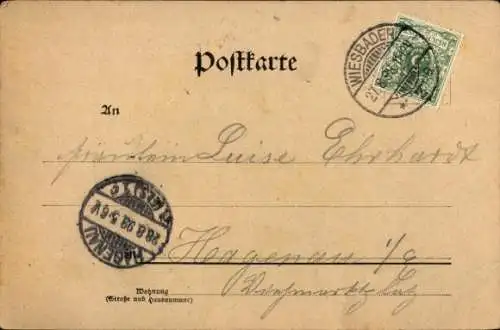 Ak Liebespaar, Spaziergang, Als er Abschied nahm