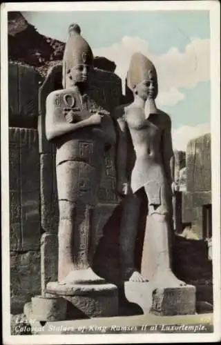 Ak Luxor Ägypten, Ramses II. Statue am Luxortempel