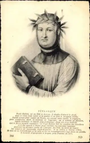 Ak Italienischer Dichter Francesco Petrarca, Portrait