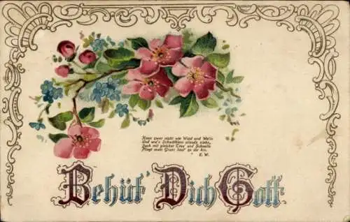 Gedicht Ak Blumen, Behüt Dich Gott