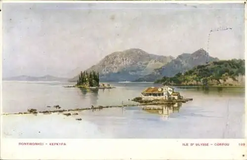 Künstler Ak Korfu Griechenland, Insel Odysseus