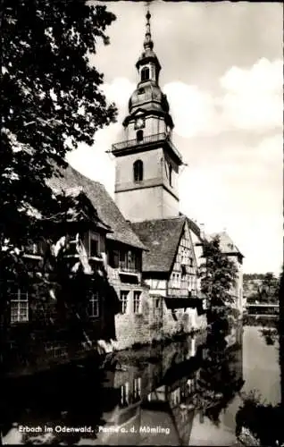 Ak Erbach im Odenwald Hessen, Partie an der Mümling, Kirche