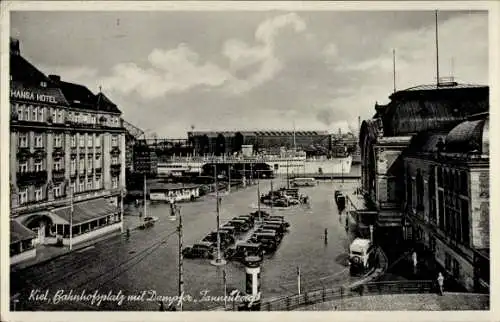 Ak Kiel, Bahnhofsplatz, Dampfer Tannenberg, Seedienst Ostpreußen