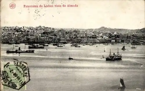 Ak Lisboa Lissabon Portugal, Panorama visto de Almada