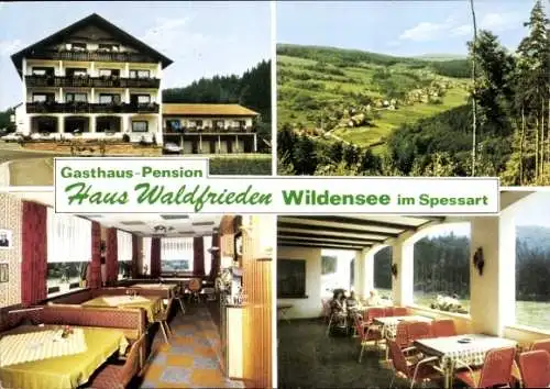 Ak Wildensee Eschau im Spessart, Haus Waldfrieden, Panorama, Gastraum