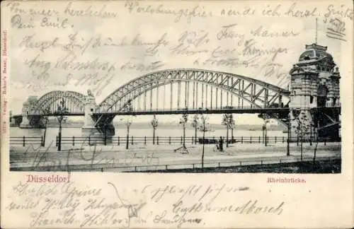 Ak Düsseldorf am Rhein, Rheinbrücke