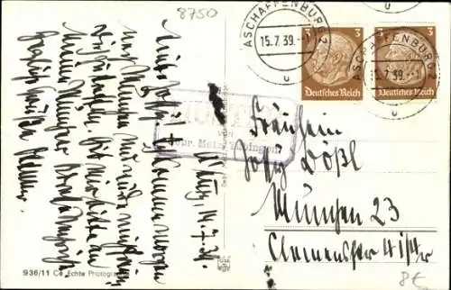 Ak Aschaffenburg Main, Partie an der Stiftskirche