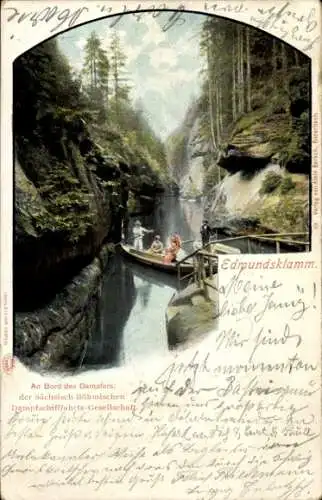 Ak Hřensko Herrnskretschen Elbe Reg. Aussig, Partie am Edmundsklamm