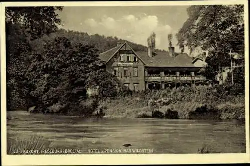 Ak Treseburg Thale im Harz, Hotel und Pension Bad Wildstein