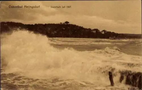 Ak Ostseebad Heringsdorf auf Usedom, Sturmflut 1907