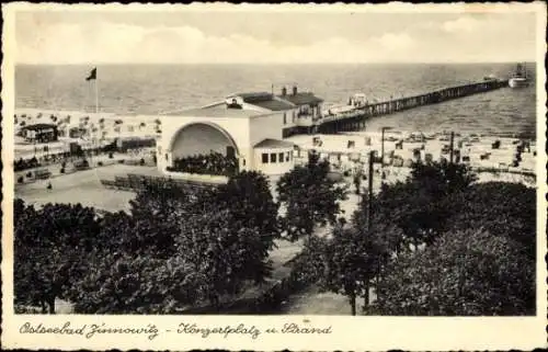 Ak Ostseebad Zinnowitz auf Usedom, Konzertplatz und Strand