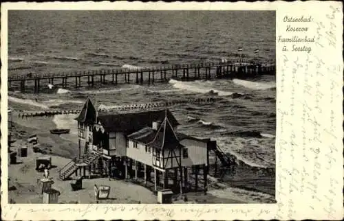 Ak Ostseebad Koserow auf Usedom, Familienbad und Seesteg