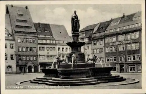 Ak Freiberg in Sachsen, Obermarkt-Brunnendenkmal