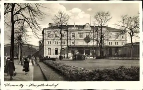 Ak Chemnitz in Sachsen, Hauptbahnhof, Straßenseite