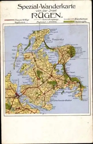 Ak Insel Rügen, Spezial-Wanderkarte der Insel