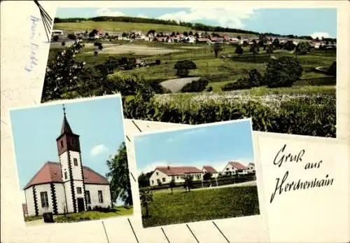 Ak Herchenhain in Hessen, Kirche, Panorama