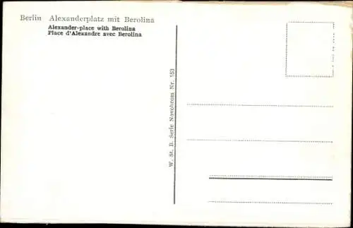 Ak Berlin Mitte, Alexanderplatz mit Berolina, Straßenbahnen, Jonass & Co