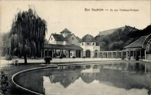 Ak Bad Nauheim in Hessen, Trinkkur-Anlagen, Teich