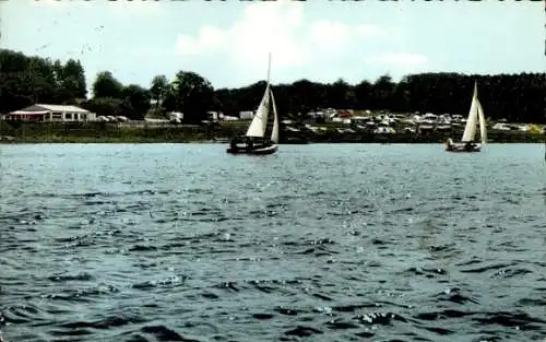 Ak Mademühlen Driedorf im Westerwald. Campingplatz, Krombachtalsperre, Segelboote