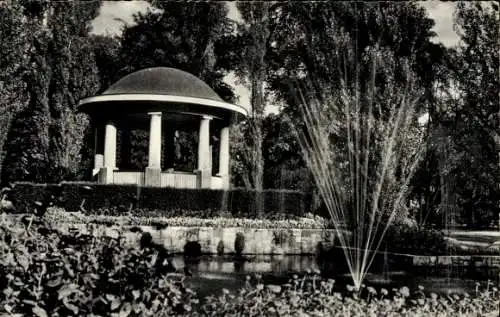 Ak Peine in Niedersachsen, im Stadtpark, Springbrunnen, Pavillon