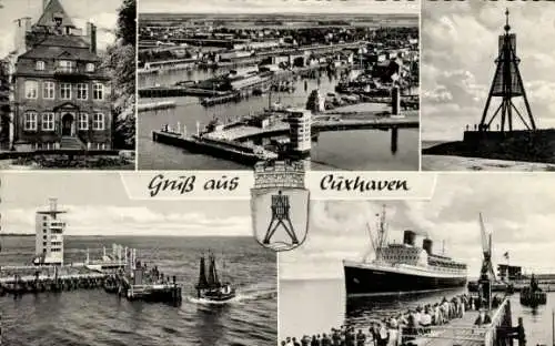 Ak Nordseebad Cuxhaven, Hafen, Alte Liebe, Kugelbake, Steubenhöft