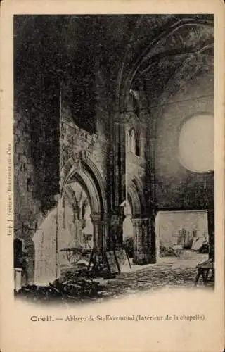 Ak Creil Oise, Abbaye de St.-Evremond, Kapelle, Innenansicht