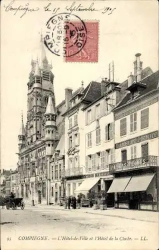 Ak Compiègne Oise, Rathaus, Hotel de la Cloche