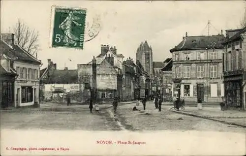 Ak Noyon Oise, Place St-Jacques