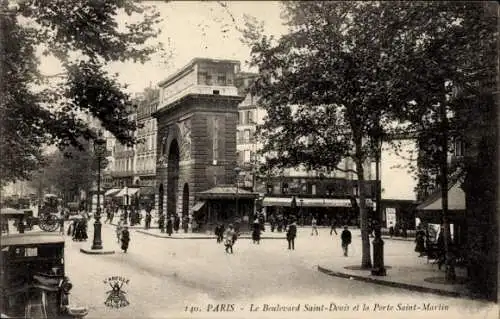 Ak Paris III, Boulevard Saint Denis, Porte Saint-Martin