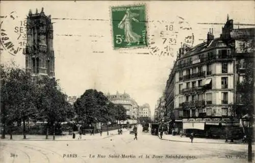 Ak Paris III, Rue Saint Martin, Tour Saint Jacques